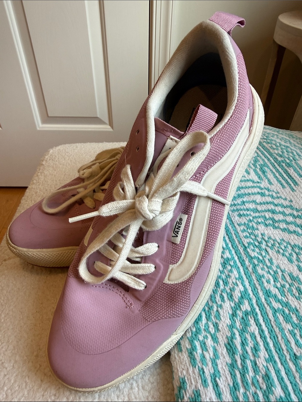Vans Pink and White Low-Top Sneakers